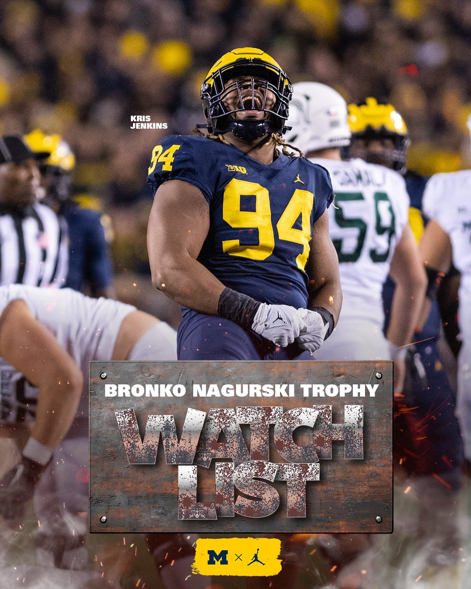 Michigan Football (@umichfootball) on Twitter photo We're watching <a href="/JuniorColson/">Junior Colson</a>, <a href="/Rodmoorejr/">Rod moore 9️⃣4L</a>, and <a href="/KrisJenkinsJr1/">Kris Jenkins</a> 👀
They're all on the Bronko Nagurski Trophy Watch List for the nation's Defensive Player of the Year.
#GoBlue | myumi.ch/Z3QjR We're watching <a href="/JuniorColson/">Junior Colson</a>, <a href="/Rodmoorejr/">Rod moore 9️⃣4L</a>, and <a href="/KrisJenkinsJr1/">Kris Jenkins</a> 👀
They're all on the Bronko Nagurski Trophy Watch List for the nation's Defensive Player of the Year.
#GoBlue | myumi.ch/Z3QjR