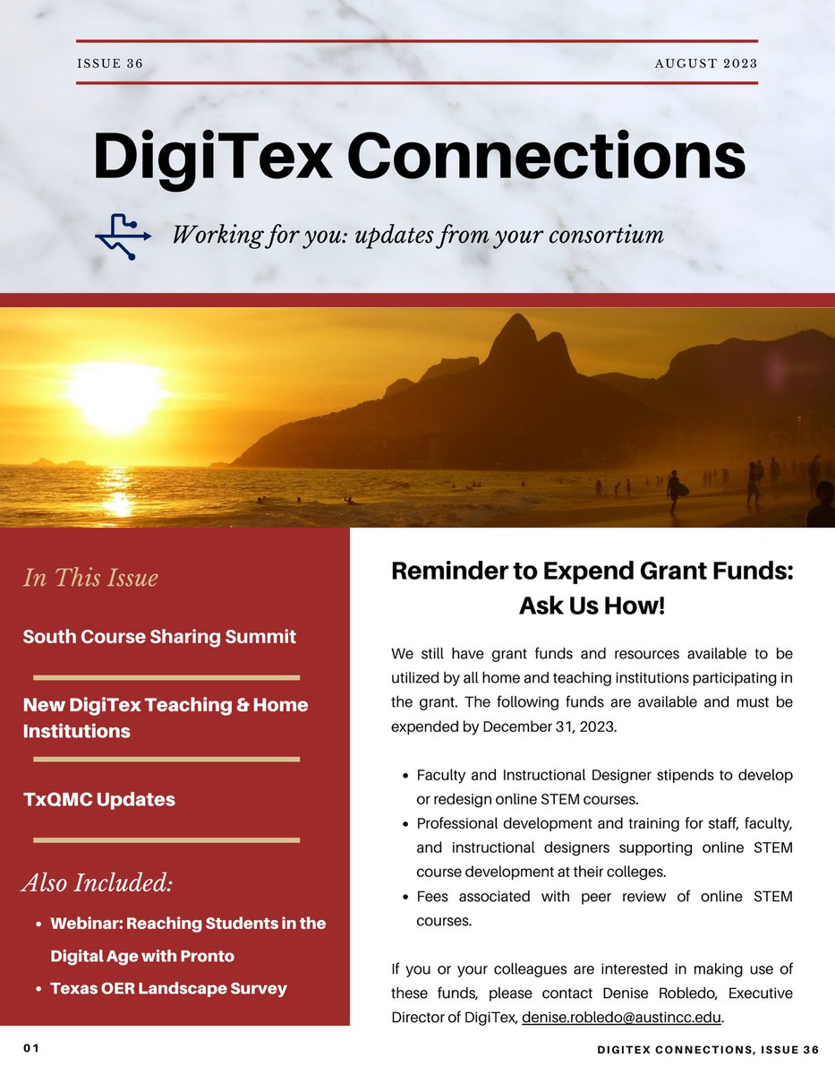 Our apologies for the error in our previous version of August's DigiTex Connections! Here is the updated version with the correct logo for Panola College: bit.ly/3Qk2IkI