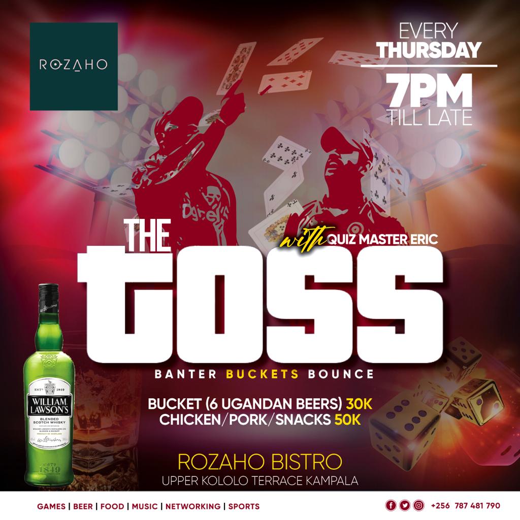 FredAchelam's tweet photo. The TOSS back this THURSDAY @ROZAHO come lets enjoy the fun packed weekend starter with Games like The Toss it's self,Otyo,Quiz and Wrap it up with Karaoke as you catchup with your long time Friends in sport https://t.co/B64bVp8xc8