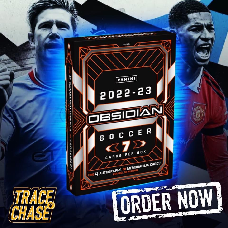 tracenchase's tweet photo. Dropping this week !! 📆 The collector-favorite @PaniniAmerica Obsidian brand returns for the 2022-23 season⚽️
 
Few boxes available here 👇
https://t.co/M36YCgH1mI 
 
#thehobby #soccer #soccercards #sportscardsforsale #collectibles #memorabilia #whodoyoucollect 
#showyourhits https://t.co/Lb9i88P2de