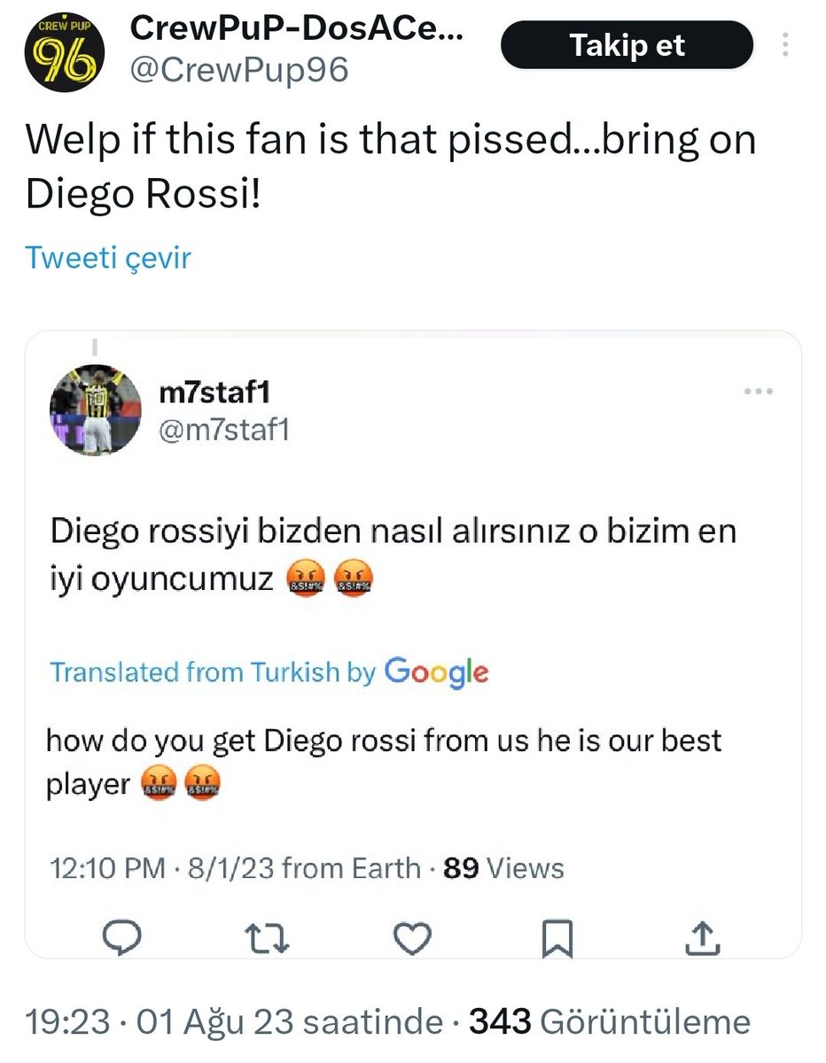 Bir Columbus Crew taraftarı: 'Fenerbahçe taraftarı bu kadar kızgınsa, Diego Rossi'yi alalım.'