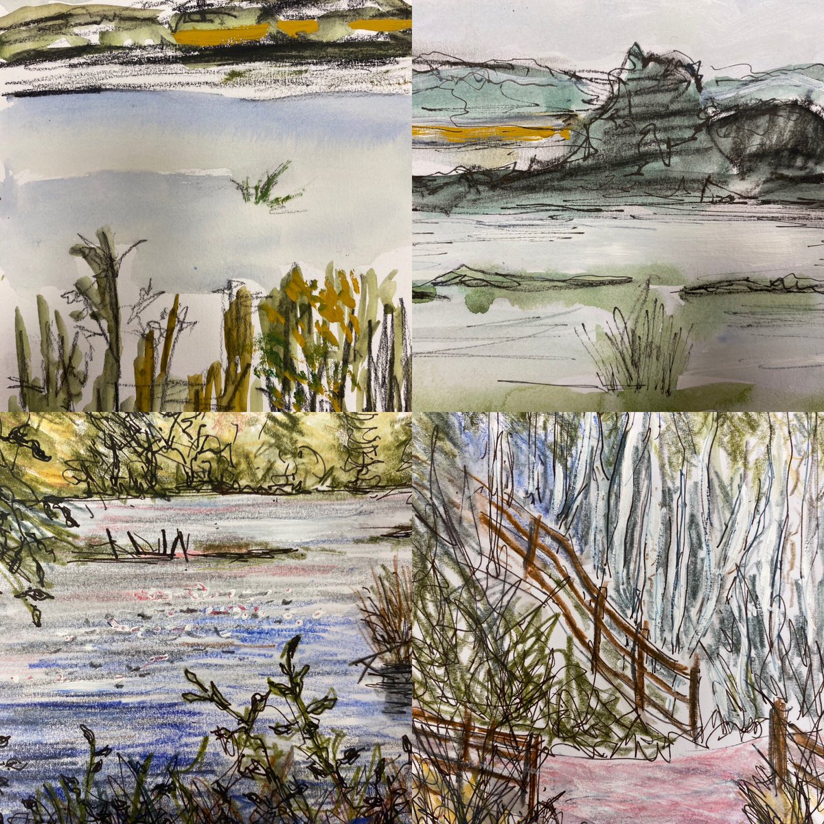 Despite the rain some of our members visited Fairburn Ings to sketch the beautiful landscapes. All in preparation of our annual exhibition which this year is based on local landscapes. #FairburnIngsRSPB