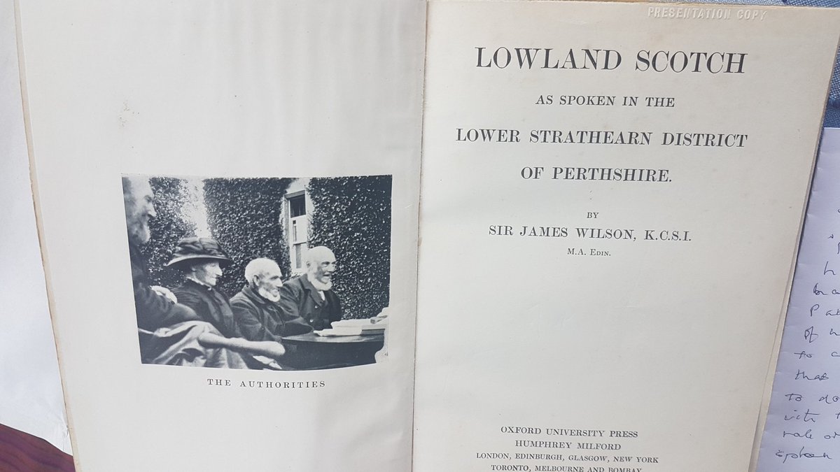 A fine present fae an aal freen o the faimlie, sittin in his leebrarie an he thocht I wid lik it. He wis richt! 1915 edition, an still haes the pages jined thegither - shall I slice them?