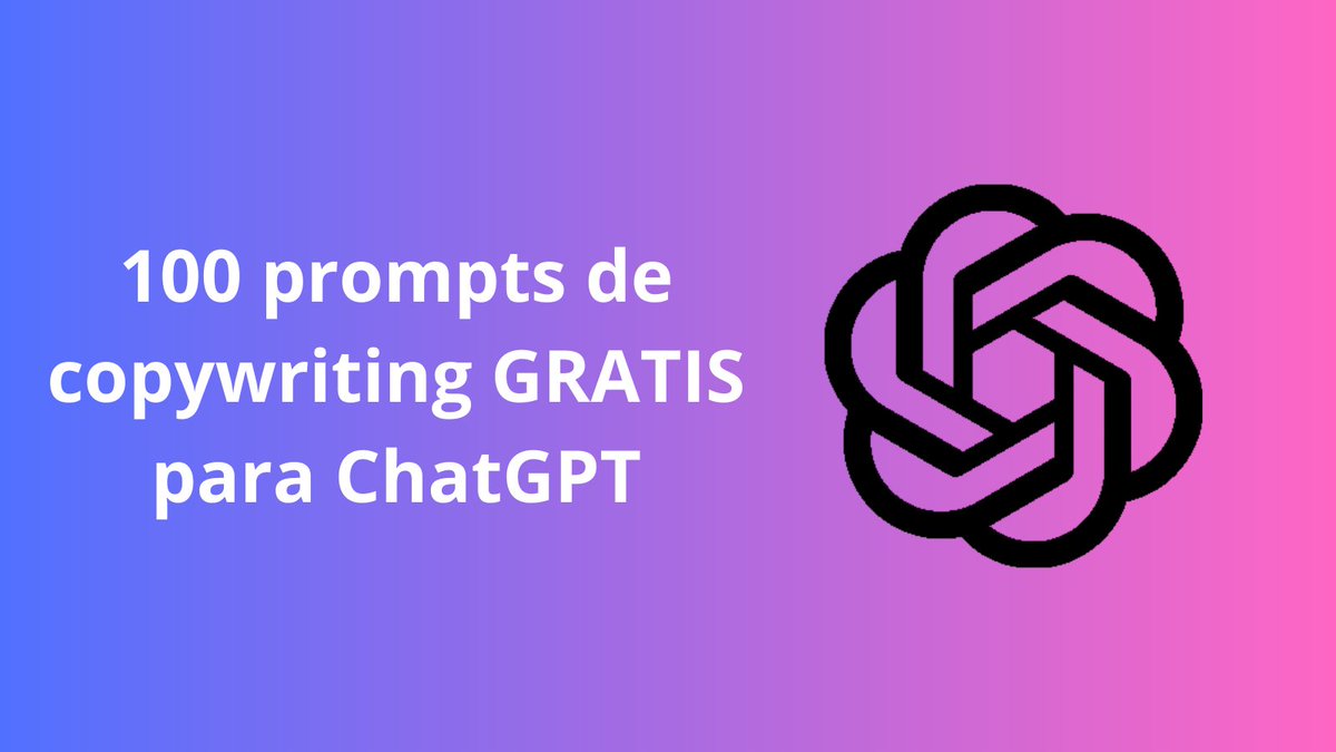EmailM101's tweet photo. ChatGPT es un asistente de copywriting gratuito.

Pero el 97% no sabe cómo liberar todo su potencial.

Así que aquí tienes 100 prompts para que ChatGPT triplique tus ventas con copywriting.

Sólo hoy, es GRATIS. Para conseguirlo por DM

- Sígueme
- RT+Fav
- Comenta "GPT" https://t.co/dbUWISjSAe