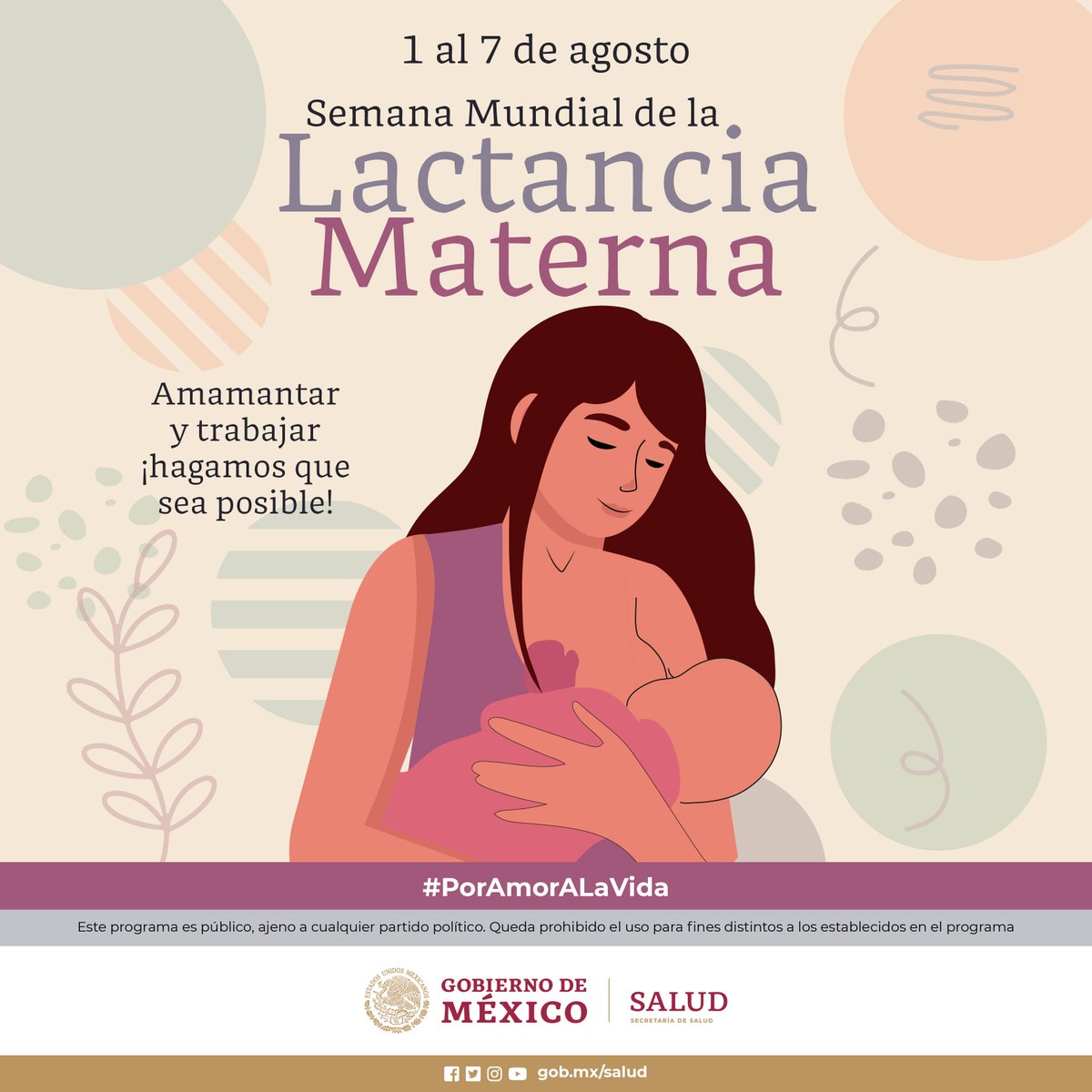 CNEGSSR's tweet photo. Del 1 al 7 de agosto celebramos La Semana Mundial de la #LactanciaMaterna. El lema de este año es: “La lactancia materna y el trabajo”. ¡Lactar y laborar deben ser compatibles! 
#AmamantarYTrabajar #SemanaMundialDeLactancia2023🤱 https://t.co/FhoBRS0CHY