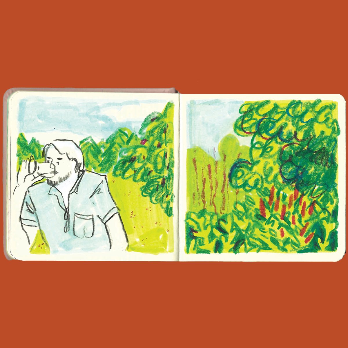 NikitaLeannee's tweet photo. 🍺  Beer garden visit with my partner to continue my current limited colour palette obsession. Will it end soon? Who knows..

#3materialdrawingchallenge #limitedcolourpalette #picturebook #graphicnovel #mixedmedia https://t.co/ayNvLh5v0g