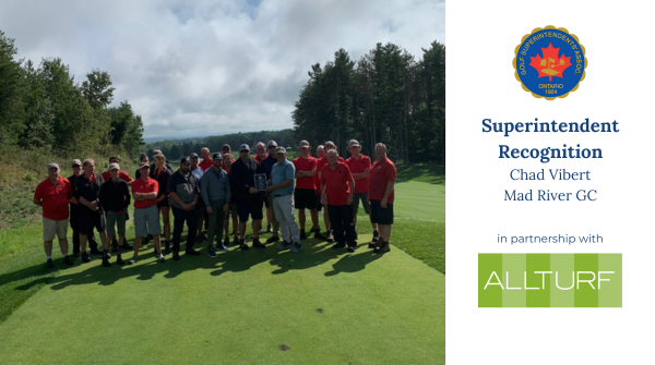 OntarioGSA's tweet photo. Join us in congratulating @ChadVibert of Mad River Golf Club for the excellent work on the Canadian Women's Mid-Amateur Championship! Paul Snider, OGSA director, and @AllTurf_LTD @_Super_Rob were super happy to give you some #SuperRec for your efforts! https://t.co/NSq56jl0s9