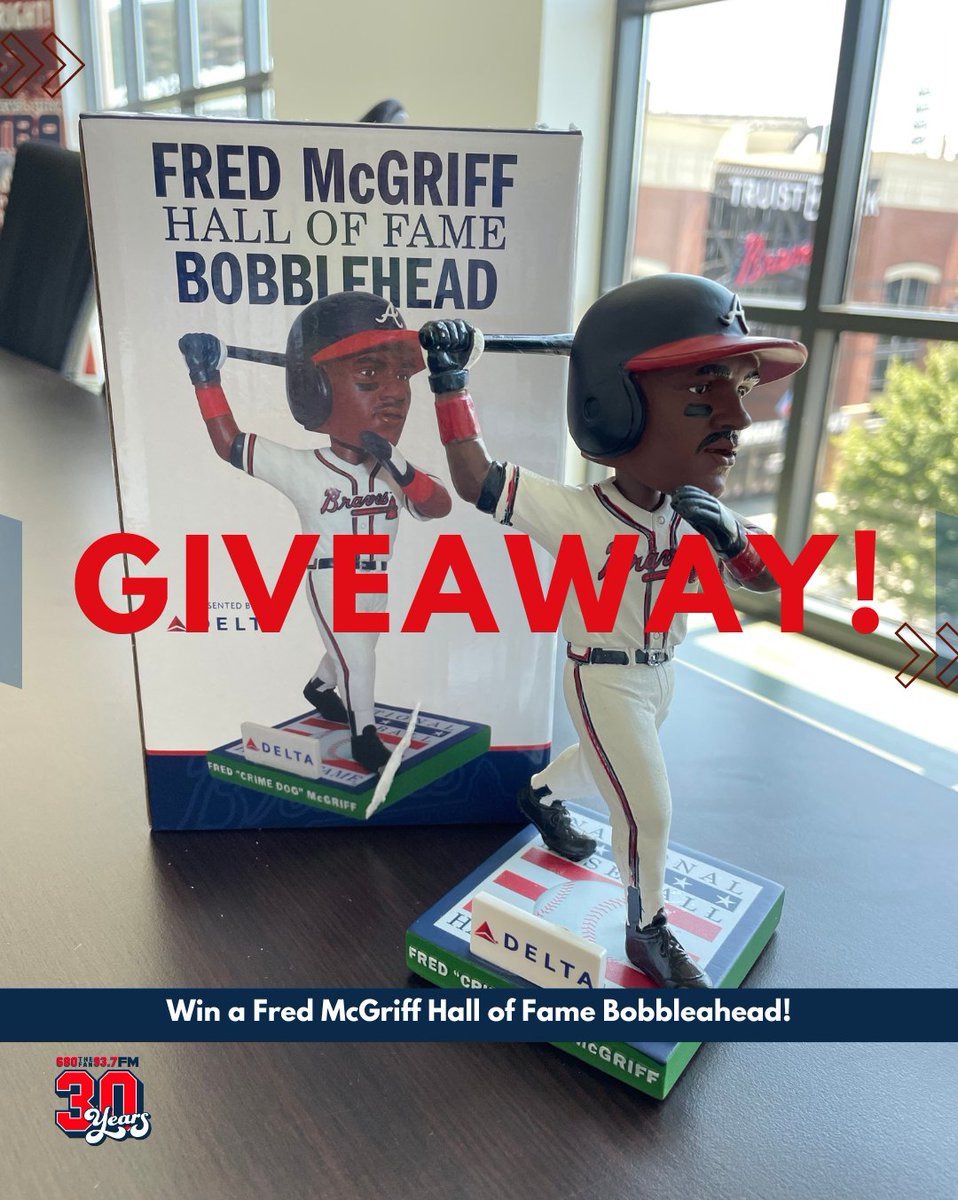 680TheFan's tweet image. GIVEAWAY‼️ Win an official #Braves Fred McGriff Hall of Fame Bobblehead! To enter:

▫️ Follow us
▫️ RT this post
▫️ Tag a friend
