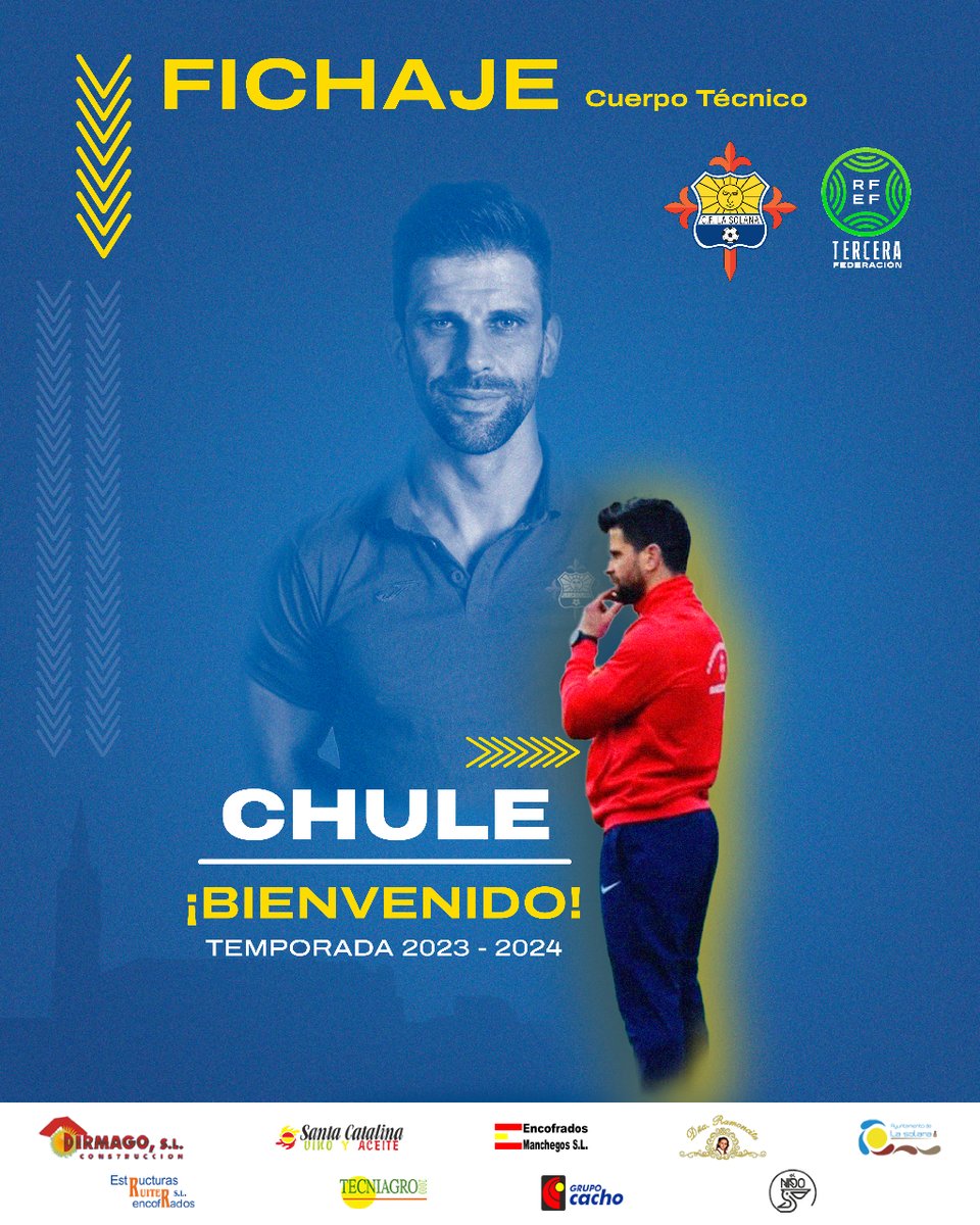 Cflasolana's tweet image. FICHAJE | Chule 
🛠️ El técnico estuvo en la cantera del Albacete durante ocho temporadas y con más equipos de la provincia como el Manzanares.
📋 Chule es entrenador personal y ahora se une al equipo en su faceta de preparador físico.
💛💙 ¡Bienvenido Chule!
#CFLaSolana