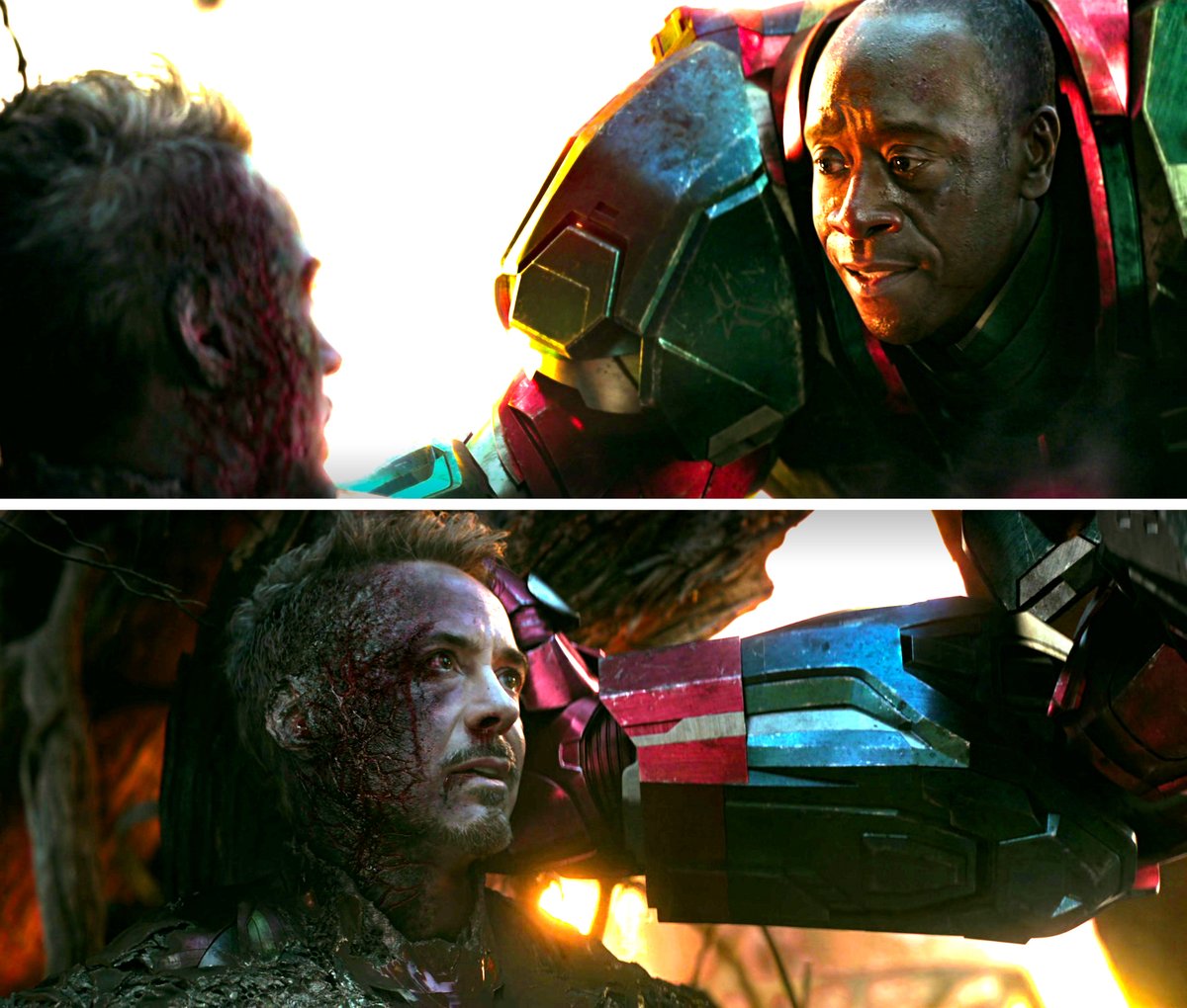 MCU_Direct's tweet photo. #SecretInvasion director Ali Selim says he's "worried that [he'll] get death threats" from fans upset that the series seemingly retroactively removed the real Rhodey from Tony Stark's death scene in #AvengersEndgame... Full quote: https://t.co/5AD15JXROr https://t.co/qffCBg15Lq