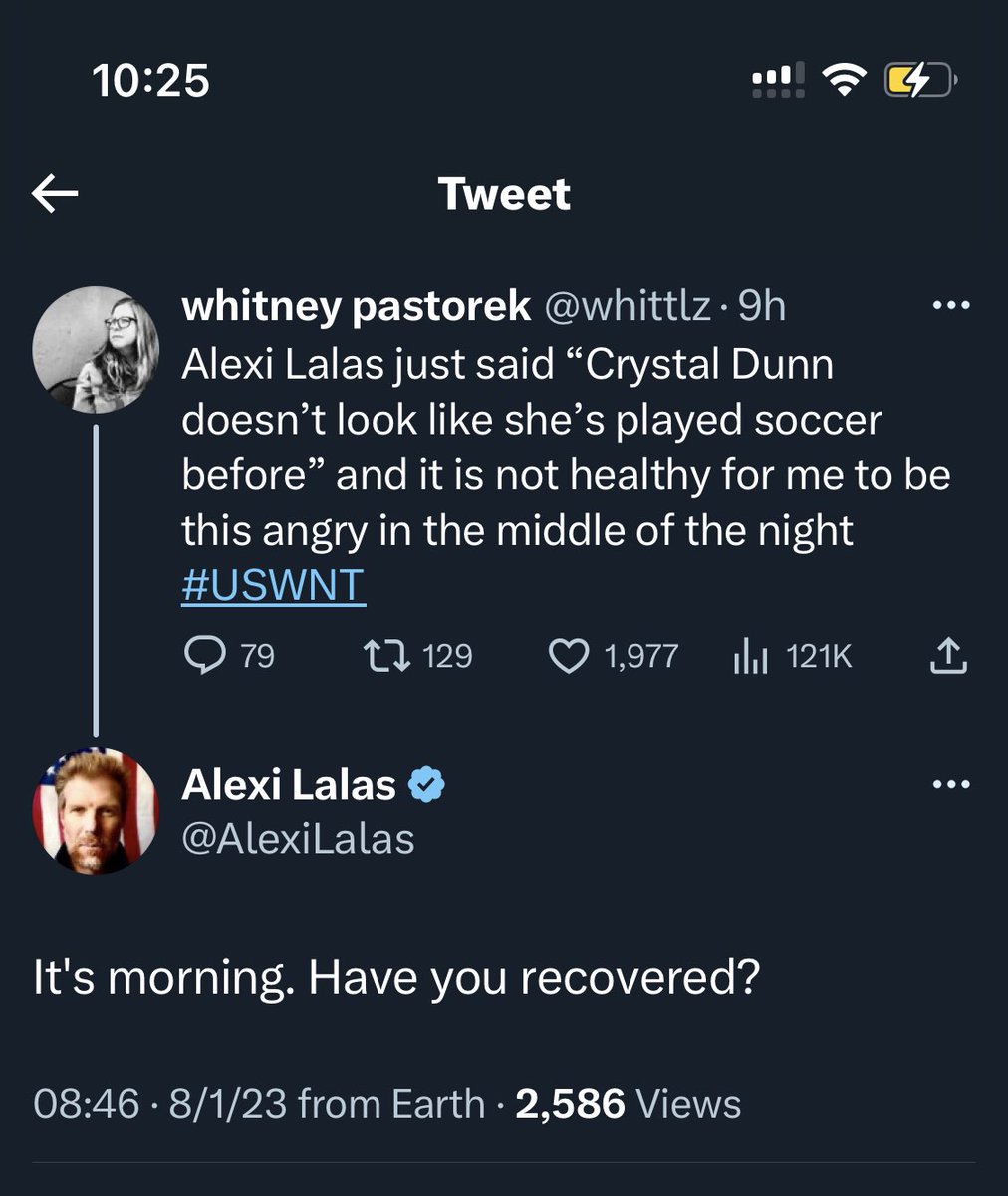 angenettepc's tweet photo. This man is the worst. He played 96 caps and scored 9 goals, whereas our queen Crystal Dunn has played 131 caps with 24 goals and in this WC isn’t even playing in her normal position?
Eat grass, alexi lalas https://t.co/5ANYPdV2nG