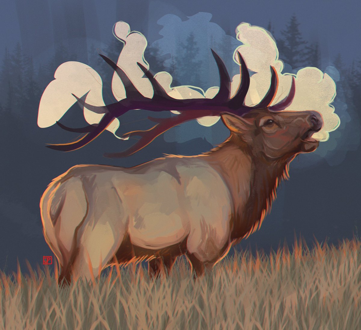 pixeIdeer's tweet photo. Did a photo study of an elk yesterday! Painted in photoshop 🌿 https://t.co/ud9y2I0pmd