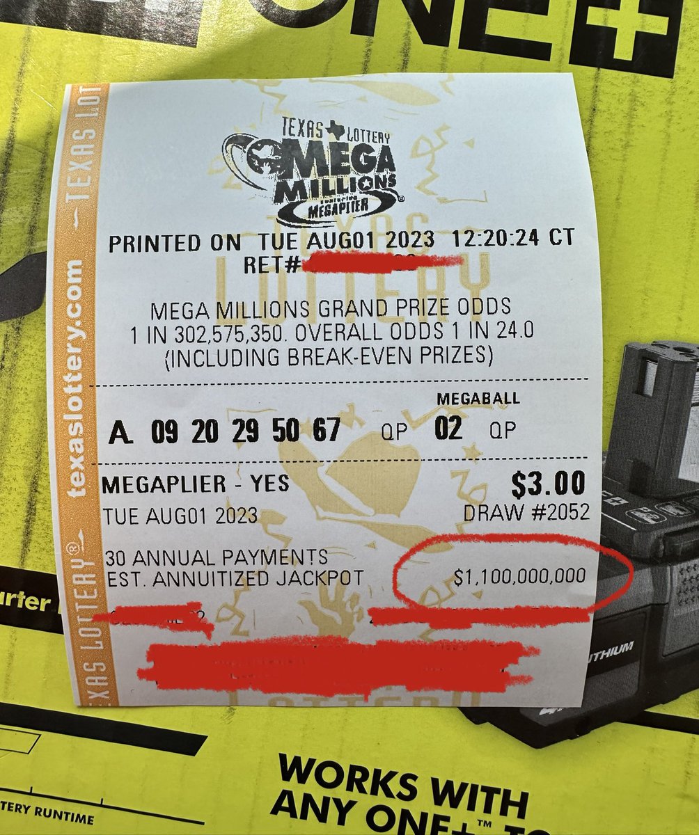 Seeing so many Algorand $algo giveaways… I’ll do one too. #MegaMillions

If we hit the $1,100,000,000 dollar jackpot on this ticket, I’ll split half the winnings with anyone following me &amp; my favorite blockchain <a href="/Algorand/">Algorand Technologies</a> who interacted w/ this post prior to the drawing tonight.