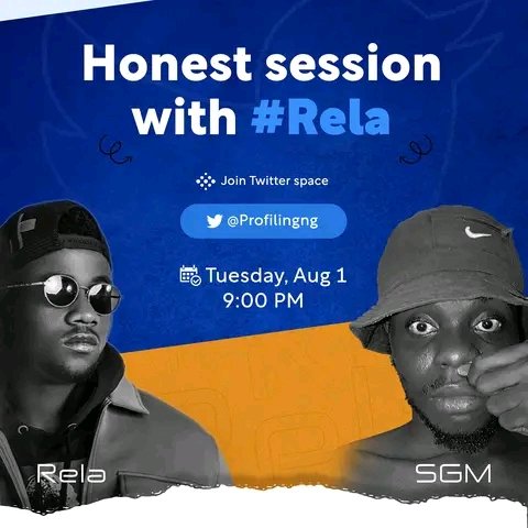 trulySGM's tweet photo. I host @FavyRela on @ProfilingNG's Hint A View 9 PM tonight. It's A Honest Session With #Rela. You should join the Space! 👏
#Fadekemi #Rela #Profiling https://t.co/3DmZWnf2fM