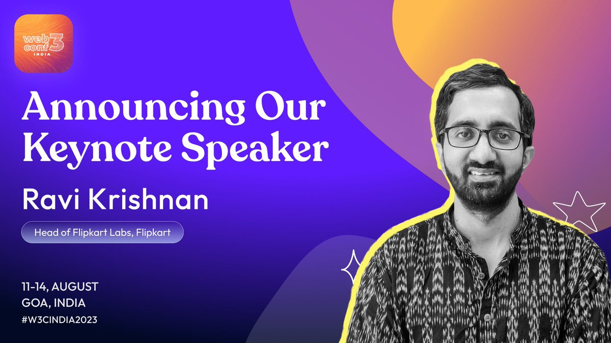 How web2 giants are joining the web3 revolution?
You are curious too right! 👀

Join us on the main stage with the Head of Flipkart Labs, Mr Ravi Krishnan at Web3Conf India to know more🎉

Buy your tickets now on web3confindia.xyz 🔥