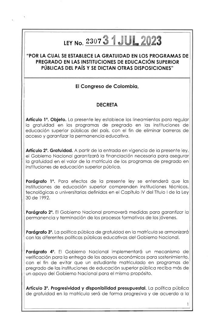 AlejoToroAnt's tweet photo. De ahora en adelante la educación superior en Colombia será gratuita. Miles de jóvenes se verán beneficiados y podrán cumplir sus sueños. Gracias presidente @petrogustavo por honrar su palabra y dar el salto hacía el desarrollo teniendo como el gran catalizador a la educación. https://t.co/KrLqEHGyni
