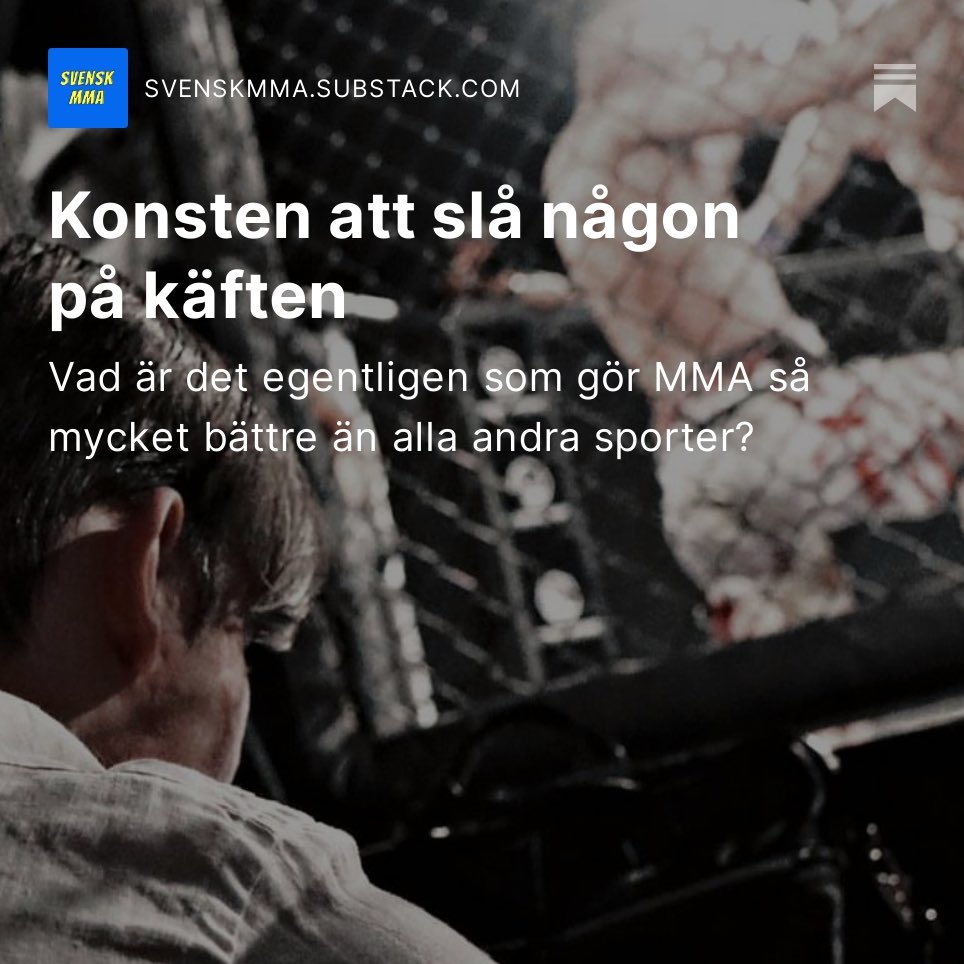 🇸🇪 <a href="/SvenskMMA/">Svensk MMA</a> är nu live på <a href="/substack/"></a>!

Första texten där jag reflekterar kring min kärlek och passion för MMA finns nu att läsa här ➡️ svenskmma.substack.com/p/konsten-att-…

#SvenskMMA