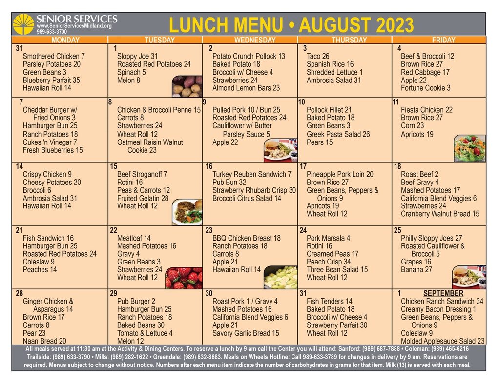 SeniorServing's tweet photo. Join us for lunch at the Centers in August! Lunch is served daily at 11:30 am, call us before 9 am to reserve your spot - https://t.co/vYMhWcs256 https://t.co/EGztW43NS2