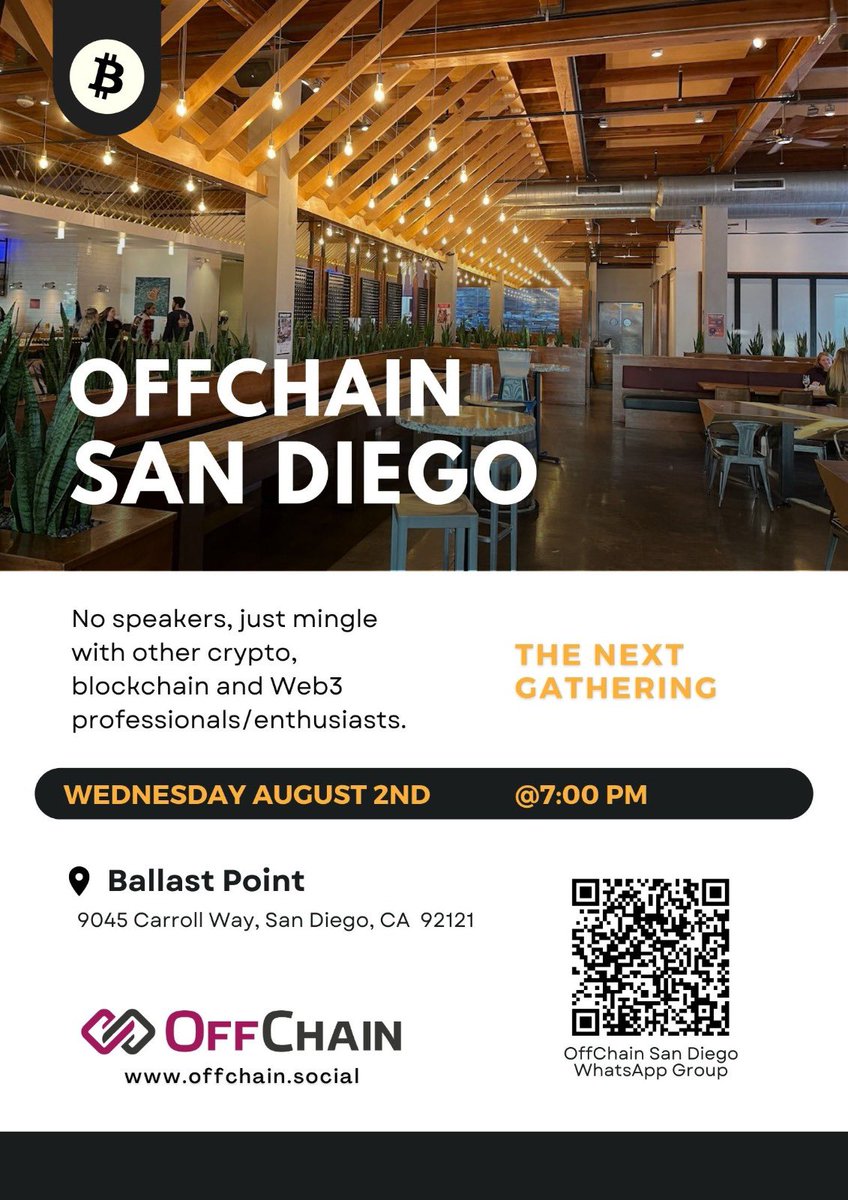 TiffanyStories's tweet photo. Please join Offchain SD informal meetup.  This Wednesday 8/2 @7pm Ballast Point. https://t.co/wCycEyxRZW