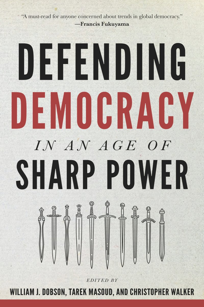 Journal of Democracy (@jodemocracy) on Twitter photo .@fukuyamafrancis calls it a "must read for anyone concerned about trends in global democracy." "Defending Democracy in an Age of Sharp Power" is out now from <a href="/JHUPress/">Hopkins Press</a>. Edited by <a href="/WilliamJDobson/">Will Dobson</a>, Tarek Masoud, & <a href="/Walker_CT/">Christopher Walker</a>.
buff.ly/43RktuV .@fukuyamafrancis calls it a "must read for anyone concerned about trends in global democracy." "Defending Democracy in an Age of Sharp Power" is out now from <a href="/JHUPress/">Hopkins Press</a>. Edited by <a href="/WilliamJDobson/">Will Dobson</a>, Tarek Masoud, & <a href="/Walker_CT/">Christopher Walker</a>.
buff.ly/43RktuV