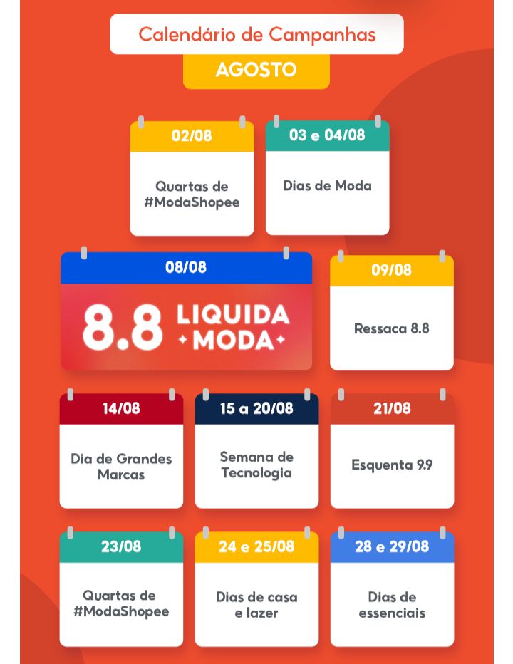 PromosdaMah's tweet photo. 🌟CALENDÁRIO DE CAMPANHA🌟
🌺MÊS - AGOSTO 2023🌺 #Shopee
👗 2/8 - Quartas de #modashopee
✨3 e 4/8 - Dia de Moda
💜 8/8 ✨LÍQUIDA MODA ✨
🥴 9/8 - Ressaca 8/8.
🔴 14/8 - Dia de Grandes Marcas
📲 15 a 20/8 Semana de Tecnologia
🥵 21/8 - Esquenta 9/9
... Continua no próximo Post https://t.co/3RXbVf1Lz7