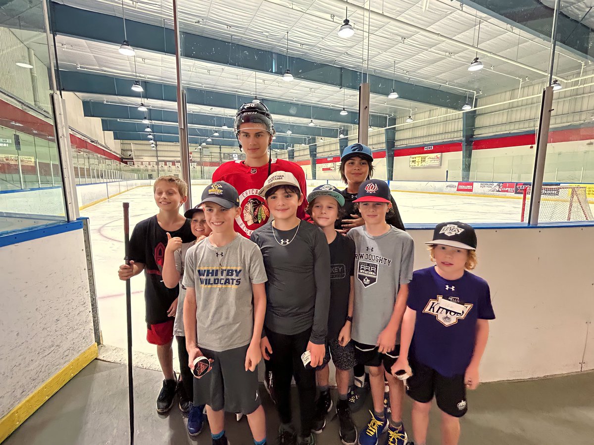 OHGOntario's tweet photo. A BIG THANK YOU to Connor Bedard for taking time out of his own summer hockey training to surprise some of our camp participants yesterday 😃 🏒! 
The boys were over the moon to meet you! 
@NHL @NHLBlackhawks https://t.co/UNUXew3CMf
