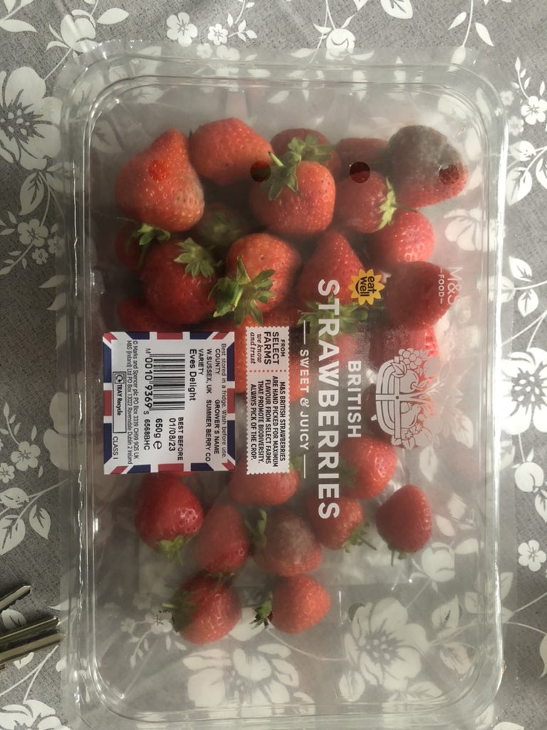 ‘Best before the 1st’. Is that sell by date for the strawberries or the mould <a href="/Ocado/">Ocado</a> ?