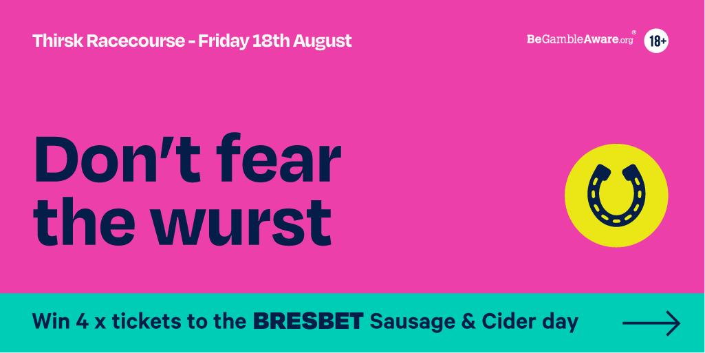 BresBet's tweet photo. Win 4 x Grandstand tickets to the BresBet Sausage &amp; Cider day @ThirskRaces on Friday 18th August

Simply like and retweet this post to enter

Also make sure your are following us so we can let you know if you win

Winners will be picked at random at 9am 11th August

#HorseRacing https://t.co/w1keuGZnw7