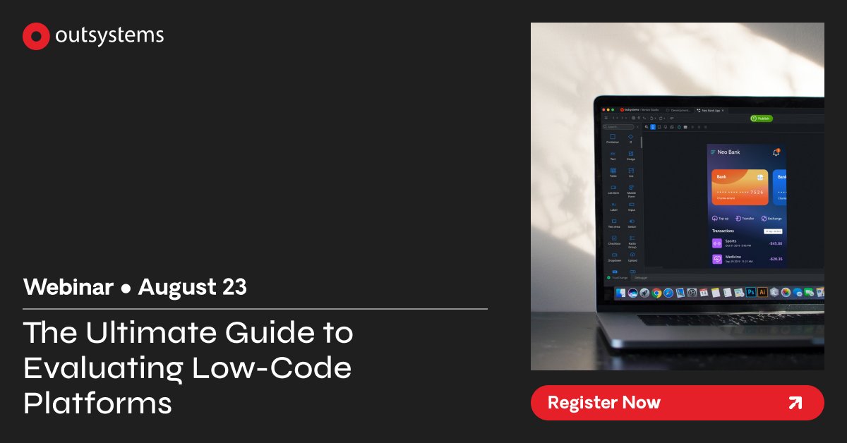 phil_bee's tweet photo. What are the real benefits of high-performance #lowcode?

Join us on August 23 for a live demo of @OutSystems platform to cover:

- What to look for when evaluating low-code platforms- The difference between regular and high-performance low-code
And more: https://t.co/aRYwWh1UMt https://t.co/yCWXGYF4W9