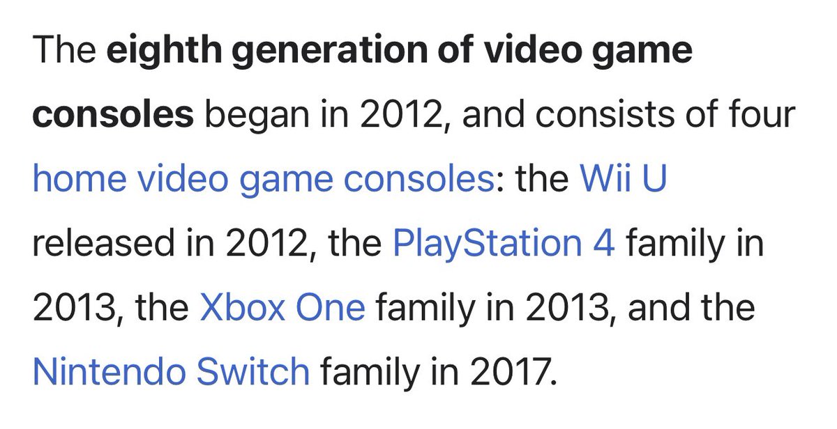 SandstormMcD's tweet photo. When fanboys want to rush and STILL claim switch is 8th Gen and use Wikipedia as a source. 4 years after 8 Gen but “long before” 9gen…3 years @PlayerEssence @NintyPrime https://t.co/etgRWyi1YP