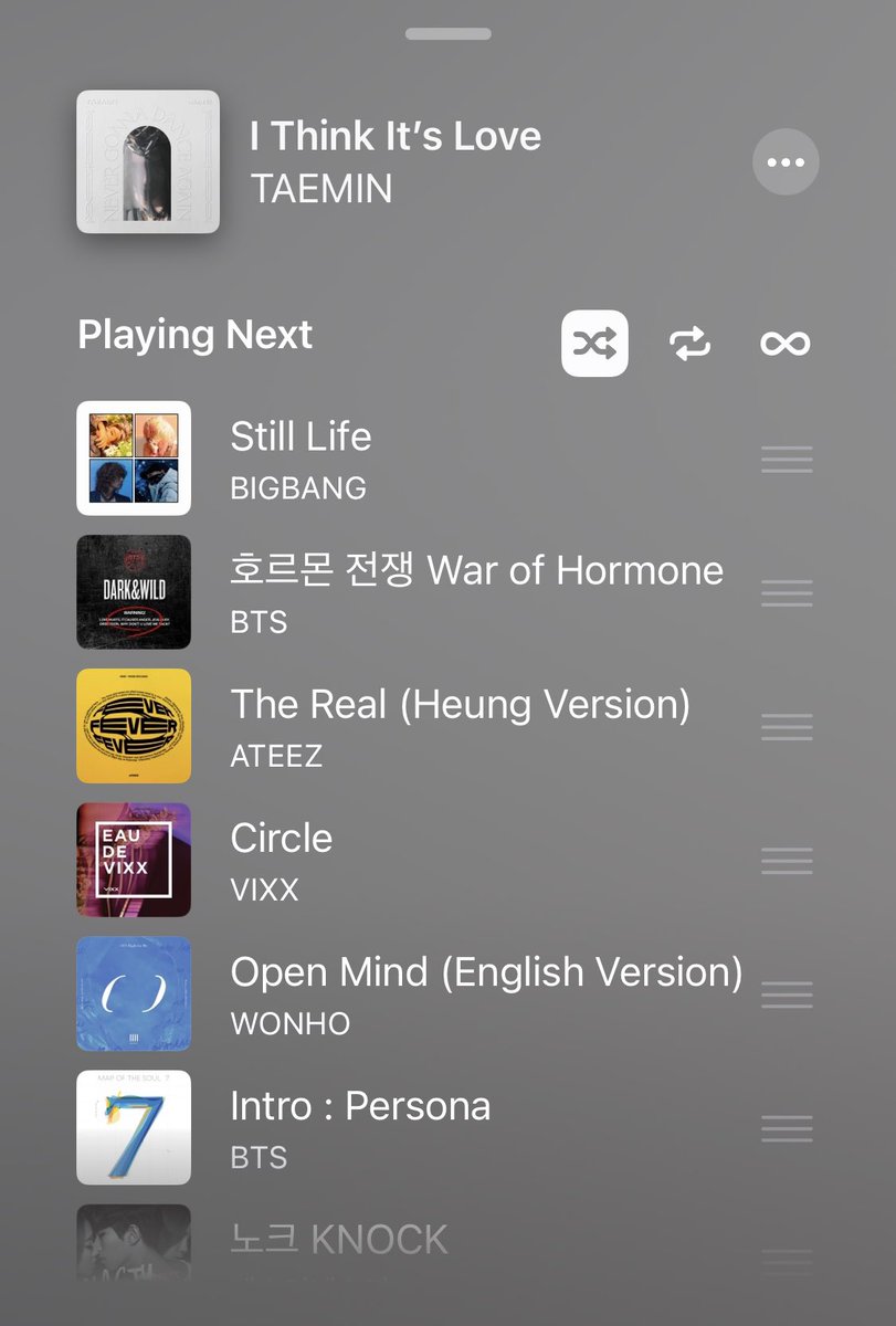 RootbeerSlurpee's tweet photo. Couldn’t decide what to listen to so just put all Kpop on shuffle. Gonna be a rollercoaster I think! https://t.co/9p9wXK4Vby