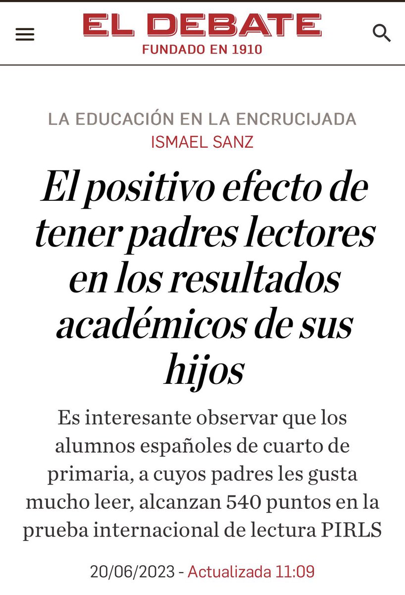 Leer cuentos desde pequeño, leer en alto, hablar sobre lo que se ha hecho en la escuela o sobre lo que se ha leído, leer las letras de canciones o jugar con las palabras, se asocia con mejores resultados en competencia lectora en 4 primaria <a href="/eldebate_com/">El Debate</a> eldebate.com/educacion/2023…