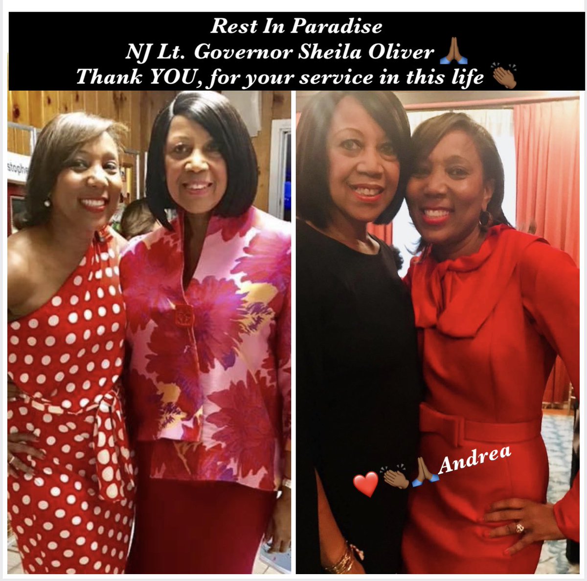 Thank YOU <a href="/LtGovOliver/">Lt. Governor Sheila Oliver</a> for your service in this LIFE. Rest peacefully in paradise. At the age of 71, the first BLACK woman to serve as speaker of the state Assembly, has transitioned. She made a difference. Sincere condolences, to Her Family, Friends &amp; Constituents #NJInMourning