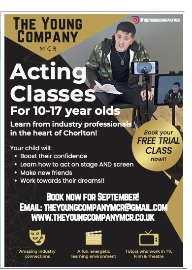 ChorltonPost's tweet photo. August Issue
Page 8 – Acting Classes with The Young Company for 10-17 year olds – booking now for September. https://t.co/rPx8QBBMqM