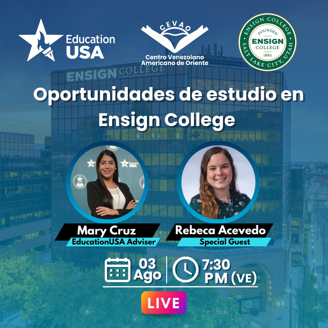 Las oportunidades de estudios superiores en los Estados Unidos se multiplican cuando tenemos información de valor.

Por ello, este live estará dedicado a la experiencia de estudiar en un College en el estado de Utah @ensigncollegeslc