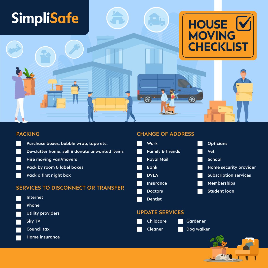 Simplisafe_UK's tweet image. Introducing our SimpliSafe #HouseMovingChecklist. 
It's there as a reminder to do the little things when life gets a little crazy mid-move. 
Save it for future reference and thank us later 👏