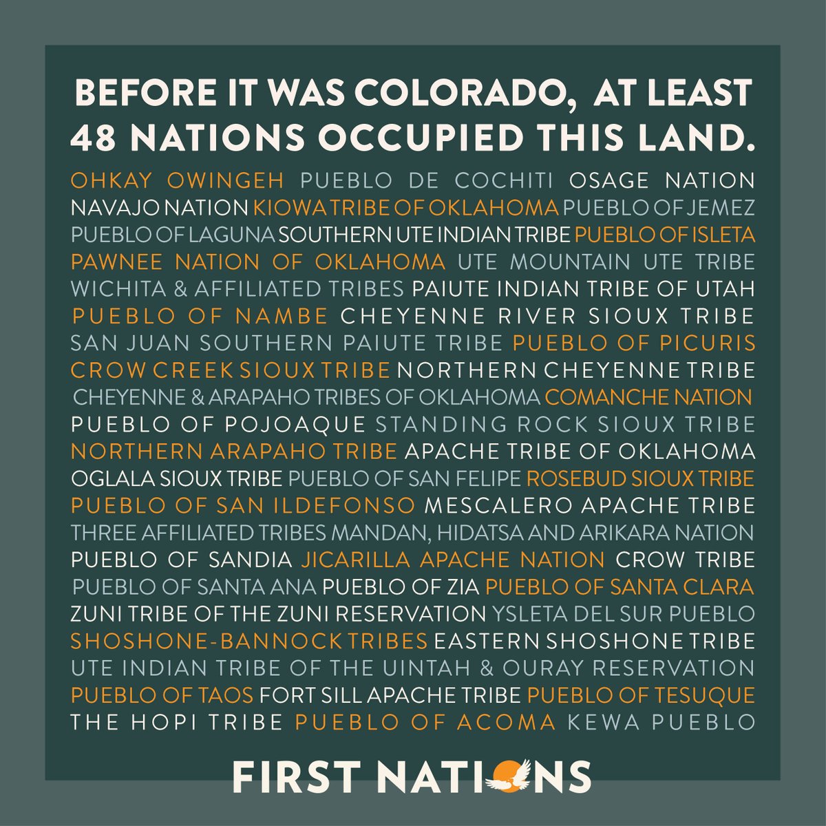 FNDI303's tweet image. Today on #ColoradoDay, we think it's the perfect day for a reminder: 48 tribes have had ties to #Colorado since before it became a state. Understanding the history this land is critical in creating a better future. It's 147 years overdue: bit.ly/43vW9iu #HonorNativeLand