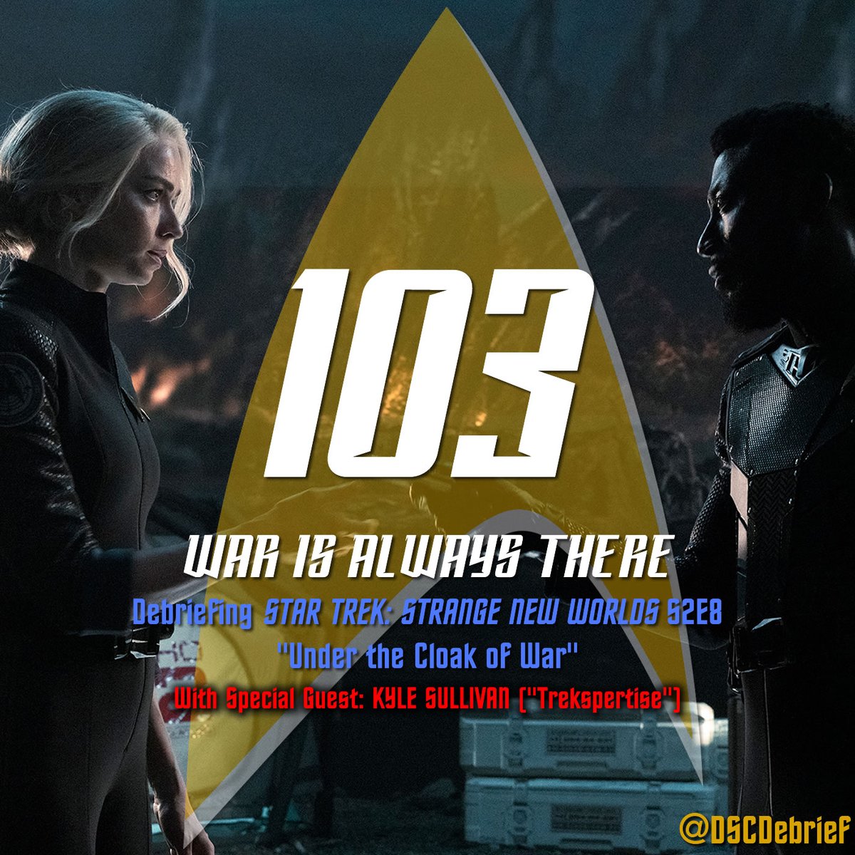 New episode! Listen in as our panel and special guest <a href="/neoteotihuacan/">Kyle Mackenzie Sullivan</a> of <a href="/Trekspertise/">Trekspertise</a> break down the most DS9-like episode of SNW yet, "Under the Cloak of War!"

Listen here: discoverydebrief.podbean.com/e/103-war-is-a…