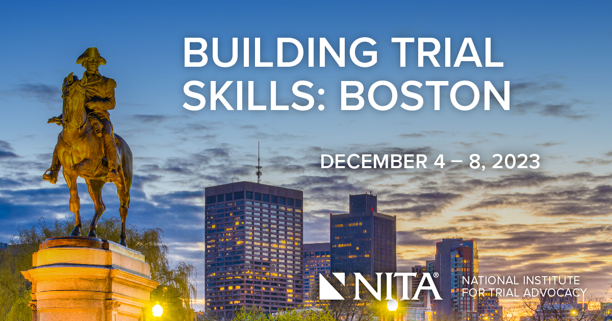Check out NITA's upcoming Building Trial Skills course in Boston. Interested to learn more? Click the link in the bio to visit our website. ow.ly/Ot3750OIWtU