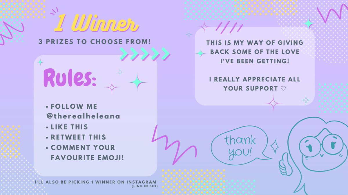 therealheleana's tweet photo. ✨GIVEAWAY TIME 🥳✨
to celebrate 600 followers on my insta, I decided to extend the love here too! 😉 CLOSES SEPTEMBER 1st ‼️ I'll tag the winner and you have 24h to choose and claim your prize 😊 #artgiveaway https://t.co/qBQ0RL8P7e