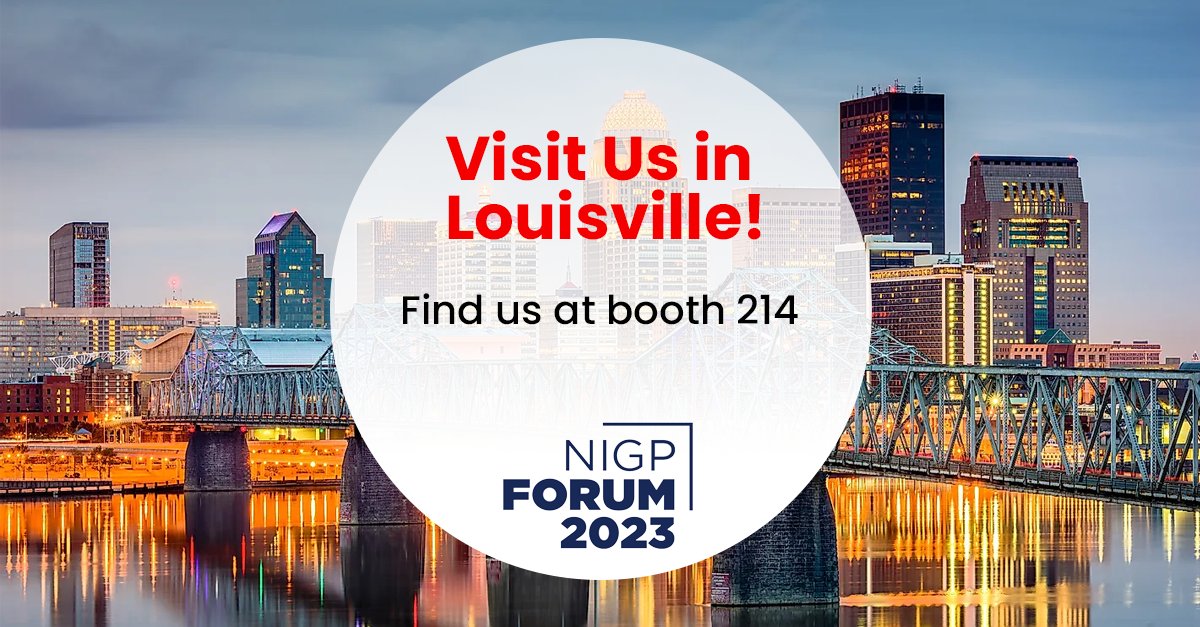 We’re excited to be attending the 2023 NIGP Annual Forum and Products Expo in Louisville, KY from August 19th-23rd! Stop by booth 214 & learn about how you can modernize your procurement process with our source-to-contract and procure-to-pay solutions #ProcurementHero #NIGPForum