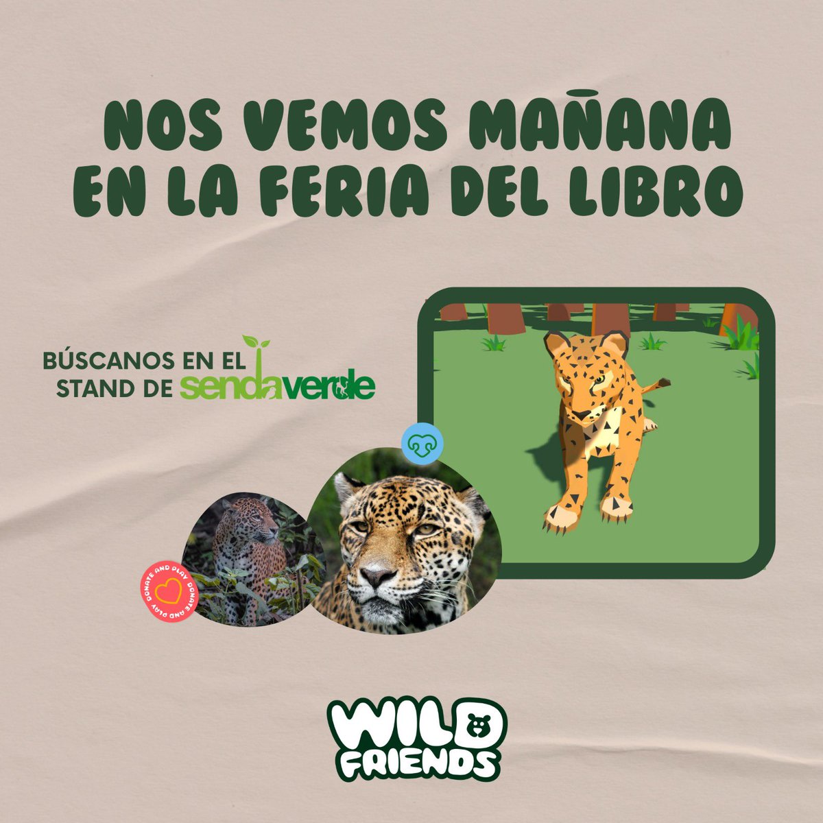 wildfriendsgame's tweet photo. Desde mañana estaremos en la Feria del Libro @fillapaz 🙌🏼🍃 Te esperamos en el Stand se @La_Senda_Verde del 2 al 13 de Agosto🐆🐾
#Wildfriends #Feriadellibro https://t.co/INChzENk9x