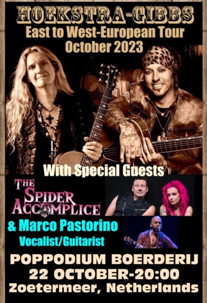 HoekstraMagic's tweet photo. Another date announced for Hoekstra/Gibbs European tour! Zoetermeer, Netherlands, get ready for a treat on 22 October 2023!! We love that collab, you will too!  ♥️🤘🎸🎶 https://t.co/Sn7e7SG6Qe