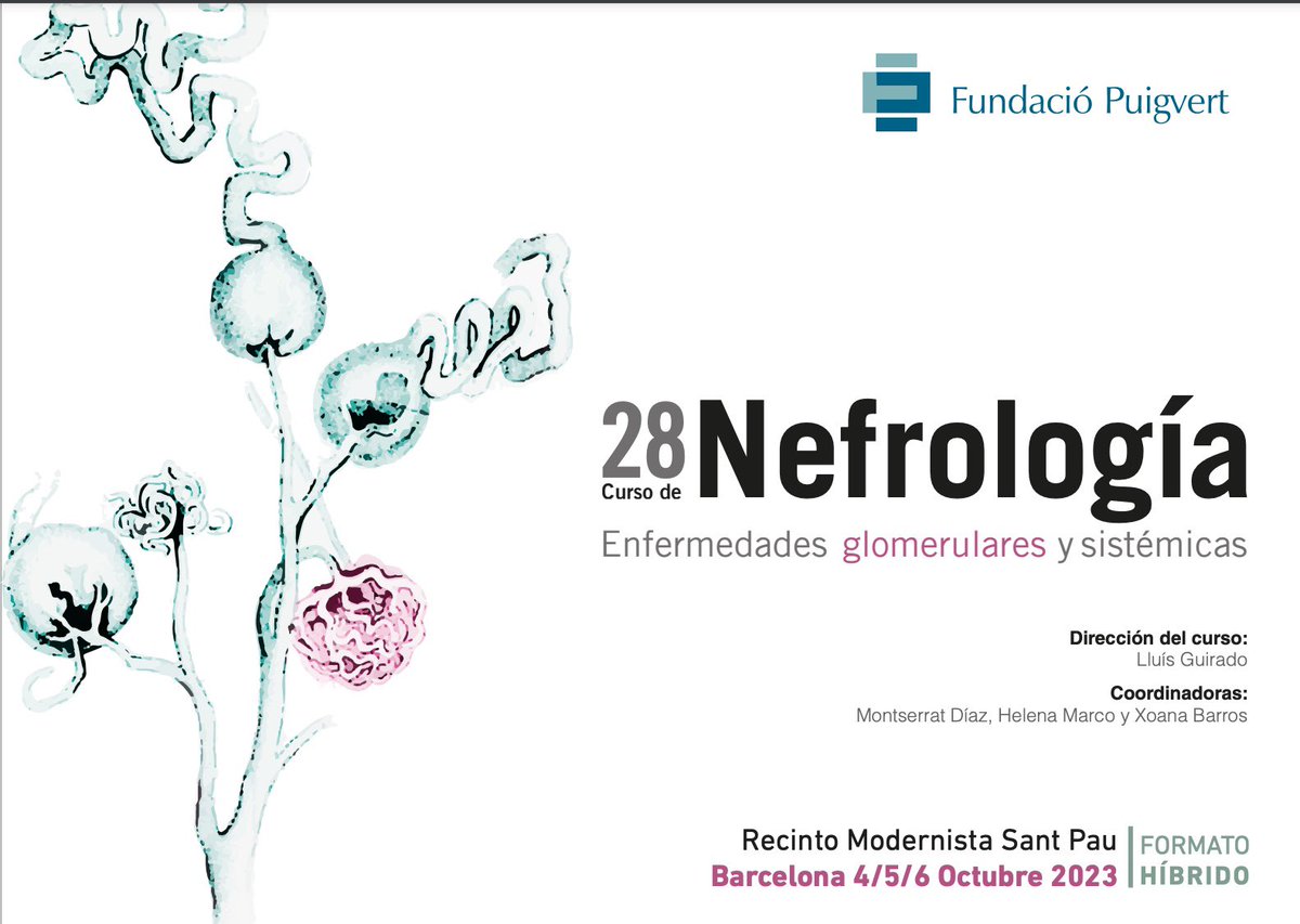 torra_roser's tweet photo. 🏆Amazing course on glomerular diseases. In Spanish, but all slides in English + renowned international speakers such as @hjanders_hans 🇩🇪@PRomagnani 🇮🇹@davidjayne🇬🇧#fadifakhouri 🇫🇷
🗓️4-6 October in Barcelona!!
https://t.co/NduEIoFCxm… @FPuigvert endorsed by @ERAkidney https://t.co/5DAQLWjMks