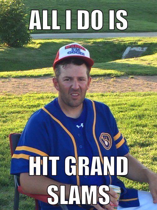 saskbrewers's tweet photo. Last grand slam hit by a brewer was in 2016 by none other than @Dewby19   in our quarter final series against the wombats. Last night his son @CarterW48366628 crushed a grand slam in the second inning. (Our last league title happened to be in 2016 😳) https://t.co/Xjd18G3pGC