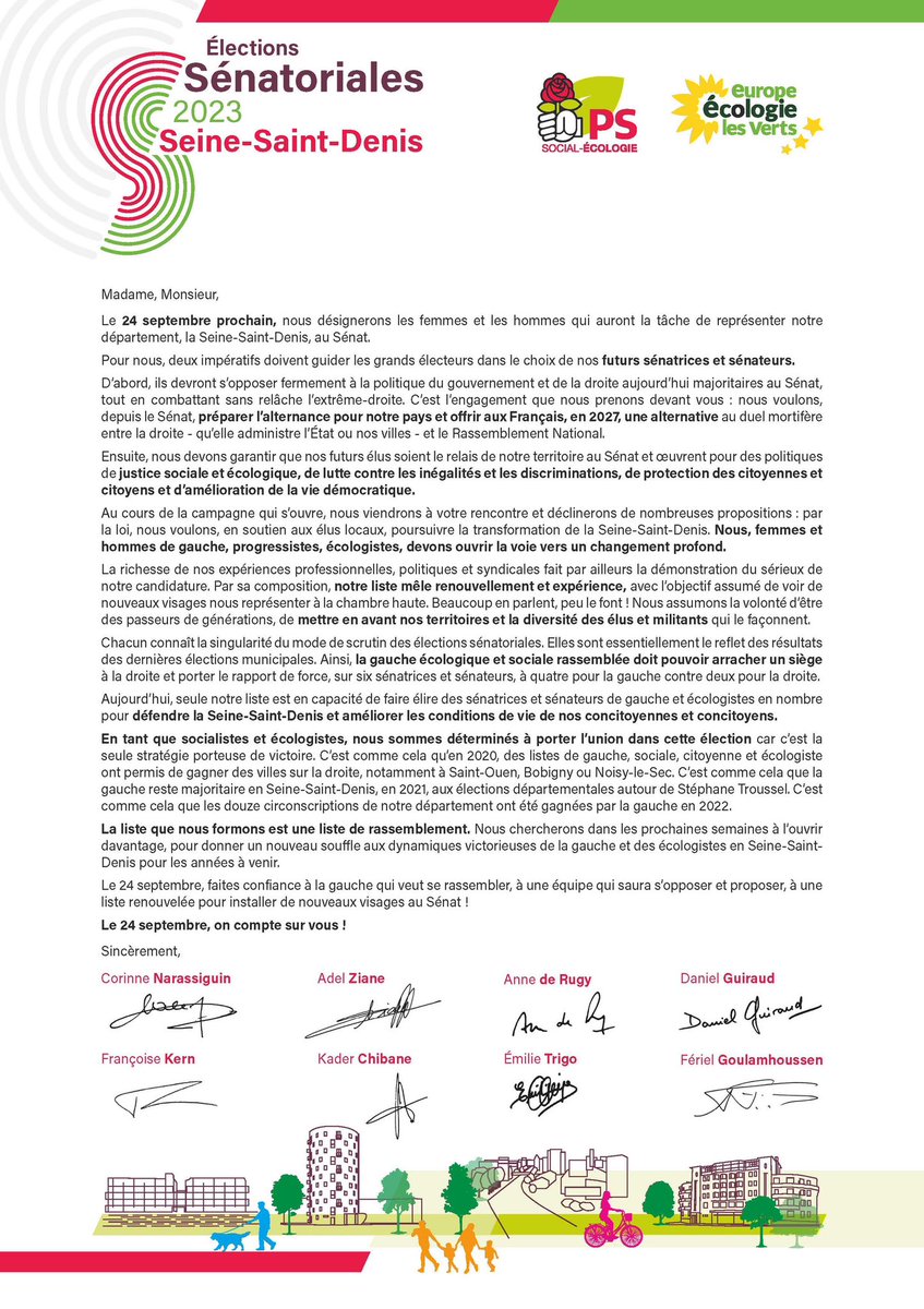 CorinneNara's tweet photo. Je suis très fière et très honorée de mener la liste du @partisocialiste et d’@EELV, avec @adel_ziane et @AdeRugy, pour les sénatoriales en Seine-Saint-Denis.
Nous lançons cette campagne sous le signe d’un rassemblement que nous aspirons à faire grandir encore. https://t.co/V63PbOdsNw