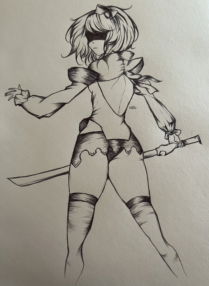 nelrrrr's tweet photo. 2B from Nier Automata biro drawing #nier #NieR #NieRAutomata #2b https://t.co/2IlLY4Pe4t