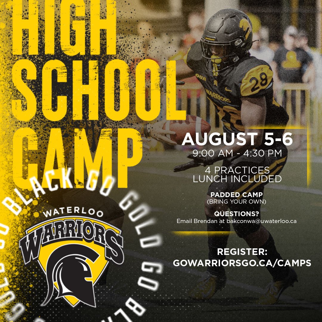 A few days away from our camp, just a few spots remain! Get signed up today for 2 days of University level practices!

gowarriorsgo.ca/camps

#SeizeYourOpportunity
