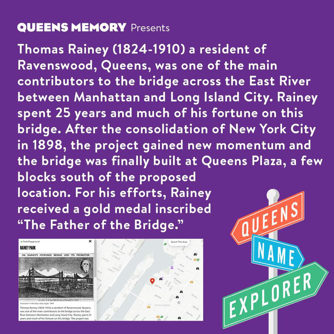 QueensMemory's tweet image. Did you know #RaineyPark in #Ravenswood is named after Thomas Rainey, a former resident and long-time contributor to the #QueensboroBridge? This month's curated collection celebrates those active in building the foundations of Queens: buff.ly/44Pk4dK #QueensExplore