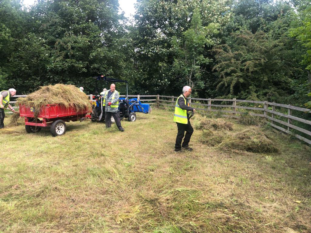Initial prep work for our Open Day complete; paddock mown and hay moved to our conservation area to provide habitat for wildlife. Come down and talk to experts about badgers, hedgehogs and moths, see birds of prey and pet a snake. Fun for all the family! 🤞for the weather.